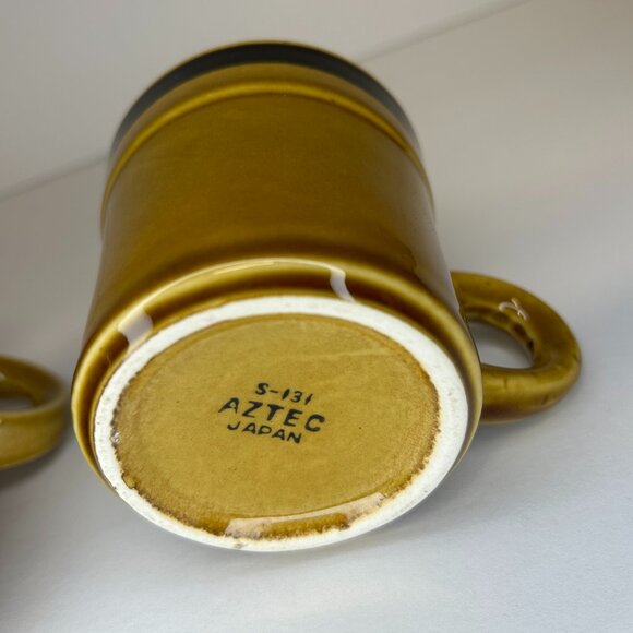 International Stoneware Japan Creamer and Mug Mustard Color Set Aztec S-131 - Picture 4 of 6